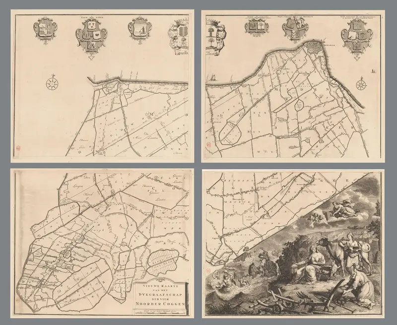 Kaart van het dijkgraafschap van de Vier Noorder Koggen, bestaande uit vier delen Wall Art by Hendrik de Leth - High-Resolution Digital Print