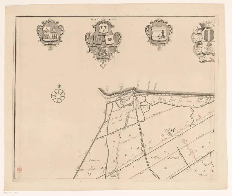 Kaart van het dijkgraafschap van de Vier Noorder Koggen (deel linksboven) Wall Art by Hendrik de Leth - High-Resolution Digital Print