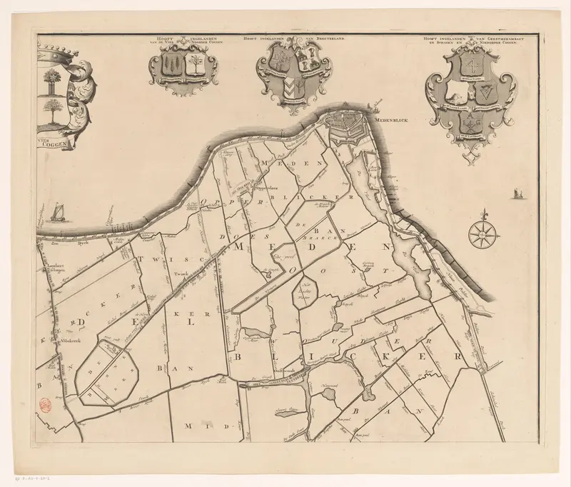 Kaart van het dijkgraafschap van de Vier Noorder Koggen (deel rechtsboven) Wall Art by Hendrik de Leth - High-Resolution Digital Print