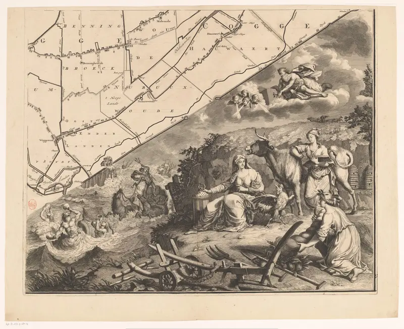 Kaart van het dijkgraafschap van de Vier Noorder Koggen (deel rechtsonder) Wall Art by Hendrik de Leth - High-Resolution Digital Print