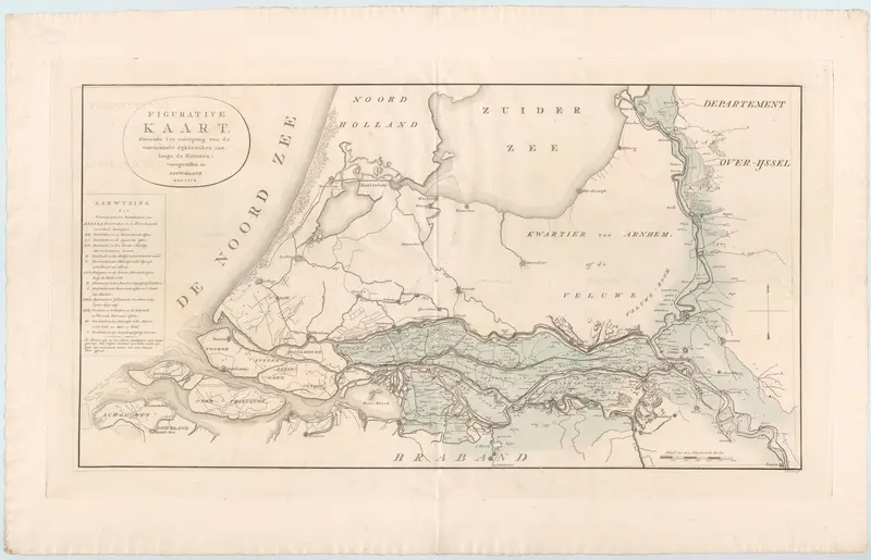 Kaart van het door overstromingen getroffen gebied in het midden van Nederland, 1809 Wall Art by Johannes Allart - High-Resolution Digital Print