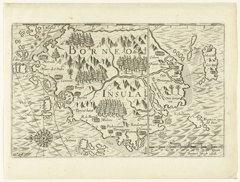 Kaart van het eiland Borneo, 1601 Wall Art by Unknown - High-Resolution Digital Print