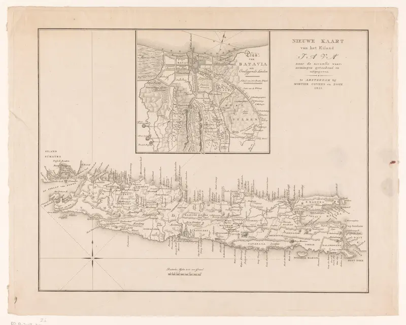 Kaart van het eiland Java met plattegrond van Batavia Wall Art by anonymous - High-Resolution Digital Print