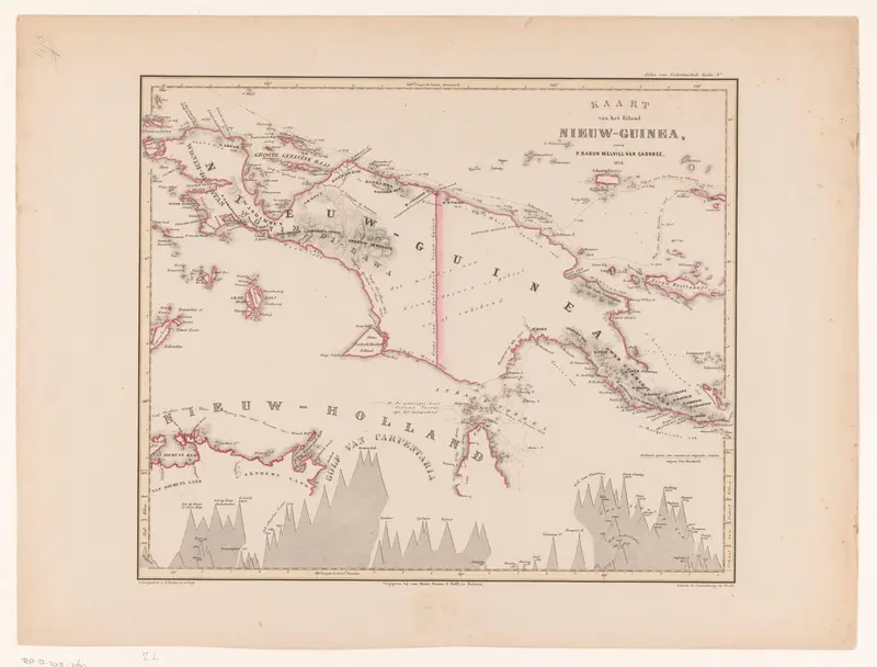 Kaart van het Eiland Nieuw-Guinea Wall Art by Unknown - High-Resolution Digital Print