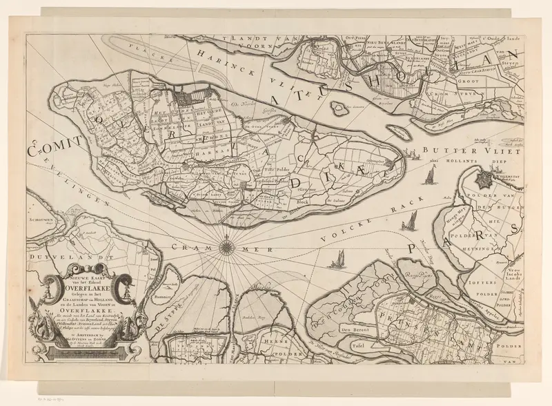 Kaart van het eiland Overflakkee Wall Art by anonymous - High-Resolution Digital Print