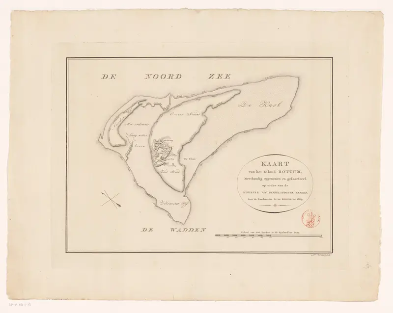 Kaart van het eiland Rottumeroog Wall Art by Unknown - High-Resolution Digital Print