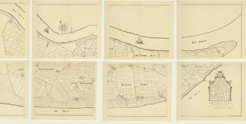 Kaart van het eiland Rozenburg, bestaande uit acht delen Wall Art by anonymous - High-Resolution Digital Print