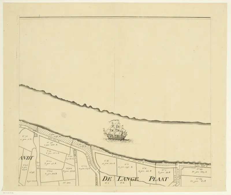 Kaart van het eiland Rozenburg (derde deel van boven) Wall Art by Willem van Swieten - High-Resolution Digital Print