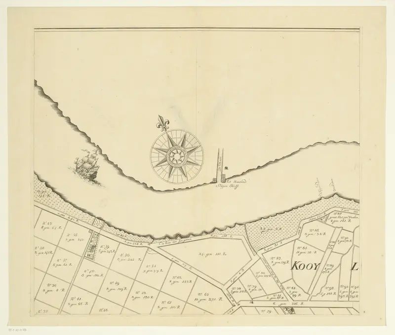 Kaart van het eiland Rozenburg (tweede deel van boven) Wall Art by Johannes Sandifoort - High-Resolution Digital Print
