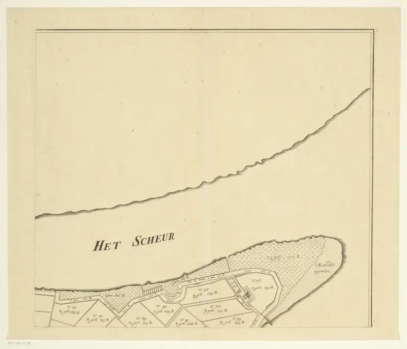 Kaart van het eiland Rozenburg (vierde deel van boven) Wall Art by Johannes Sandifoort - High-Resolution Digital Print