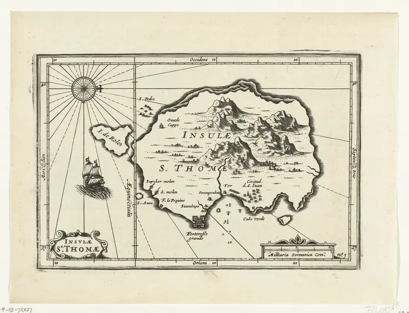 Kaart van het eiland São Tomé, 1602 Wall Art by anonymous - High-Resolution Digital Print
