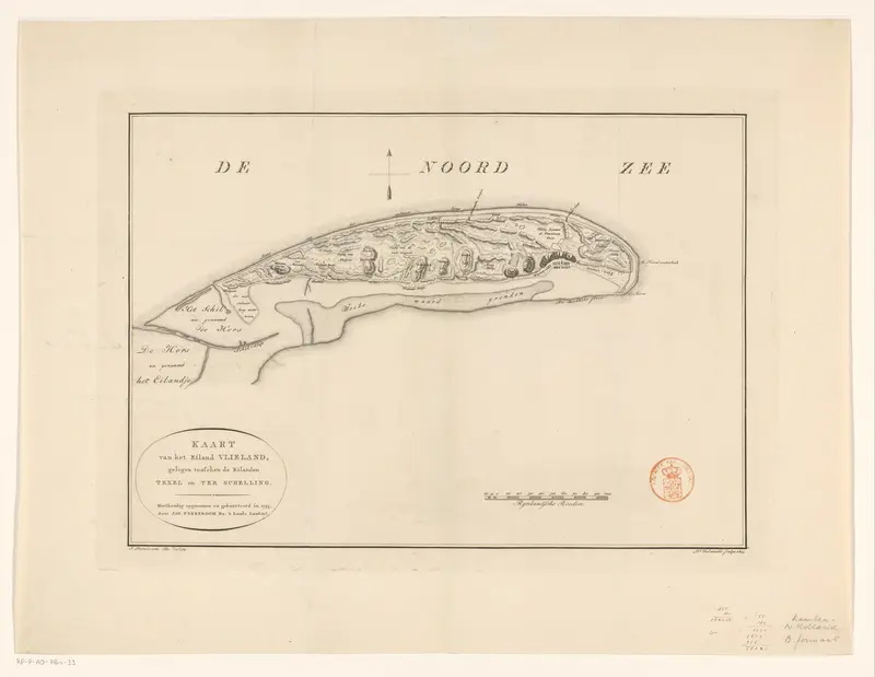 Kaart van het eiland Vlieland Wall Art by Unknown - High-Resolution Digital Print