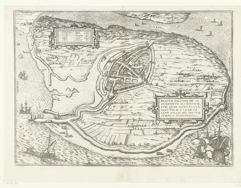 Kaart van het eiland Voorne en plattegrond van Brielle, 1572 Wall Art by Petrus von Brachel - High-Resolution Digital Print