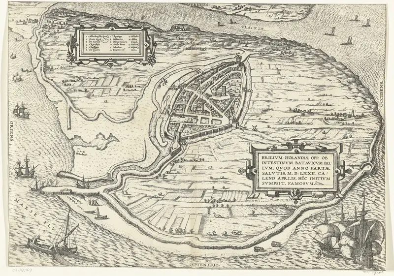 Kaart van het eiland Voorne en plattegrond van Brielle, 1572 Wall Art by Unknown - High-Resolution Digital Print