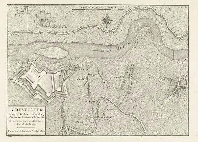Kaart van het fort Crèvecoeur, veroverd door de Fransen in 1672 Wall Art by Unknown - High-Resolution Digital Print