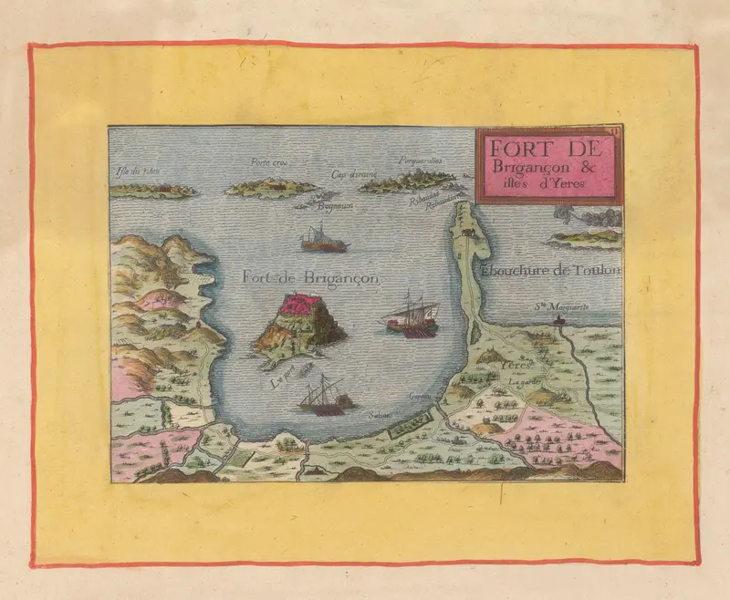 Kaart van het fort van Brégançon en de Îles d'Hyeres Wall Art by Michel van Lochom - High-Resolution Digital Print