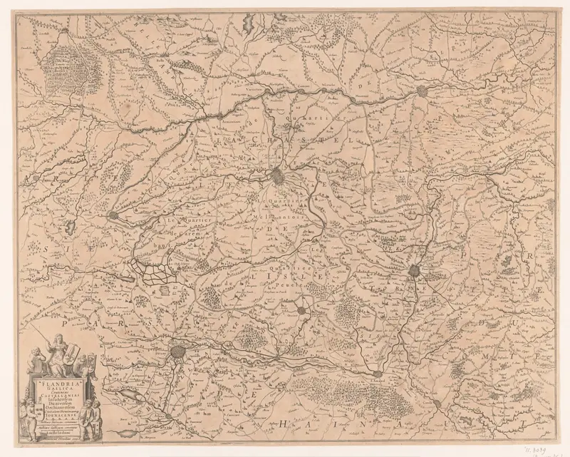 Kaart van het Franse deel van Vlaanderen Wall Art by anonymous - High-Resolution Digital Print
