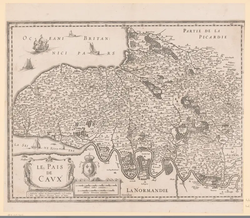 Kaart van het gebied Le Pays de Caux Wall Art by anonymous - High-Resolution Digital Print