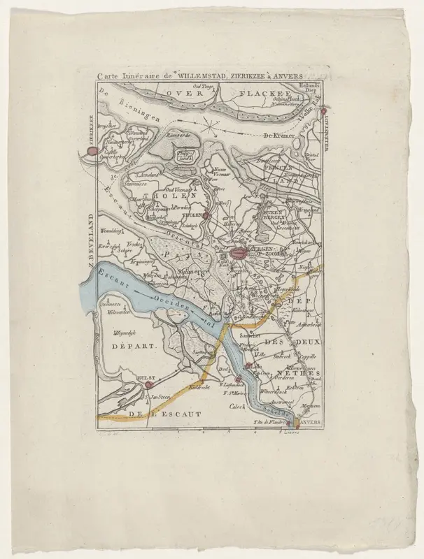 Kaart van het gebied rond Bergen op Zoom, ca. 1830 Wall Art by anonymous - High-Resolution Digital Print