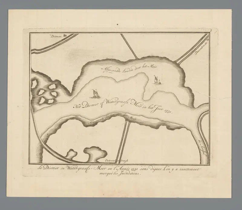 Kaart van het gebied rondom het Diemer- of Watergraafsmeer Wall Art by anonymous - High-Resolution Digital Print
