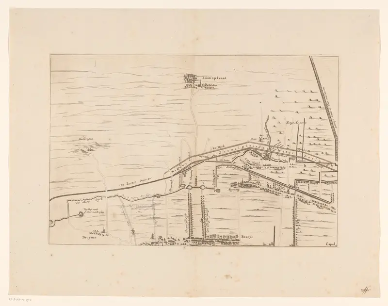 Kaart van het gebied tussen Den Bosch en Geertruidenberg met dijkdoorbraken (tweede blad) Wall Art by Jeremias Bastingius (landmeter) - High-Resolution Digital Print