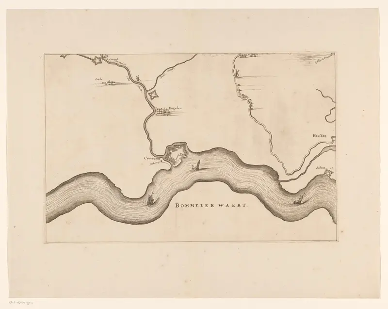 Kaart van het gebied tussen Den Bosch en Geertruidenberg met dijkdoorbraken (vierde blad) Wall Art by Jeremias Bastingius (landmeter) - High-Resolution Digital Print