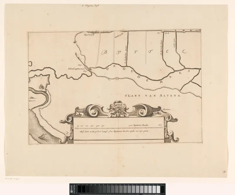 Kaart van het gebied tussen Den Bosch en Geertruidenberg met dijkdoorbraken (vijfde blad) Wall Art by Jeremias Bastingius (landmeter) - High-Resolution Digital Print