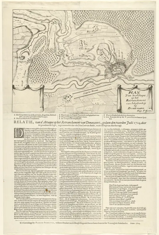 Kaart van het gevecht bij Donauwörth, 1704 Wall Art by anonymous - High-Resolution Digital Print