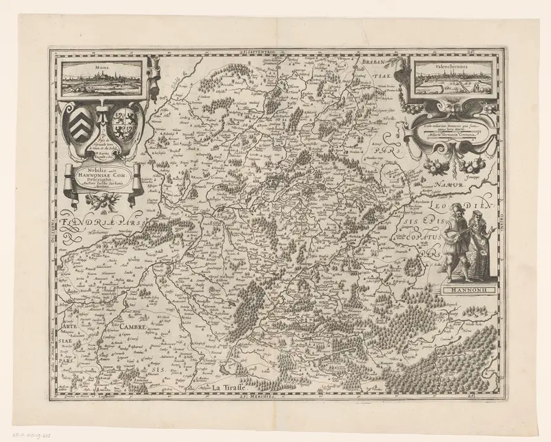 Kaart van het graafschap Henegouwen, met een gezicht op Bergen en Valenciennes Wall Art by anonymous - High-Resolution Digital Print