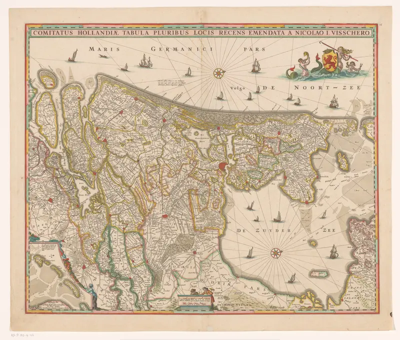 Kaart van het graafschap Holland Wall Art by Nicolaes Visscher (I) - High-Resolution Digital Print