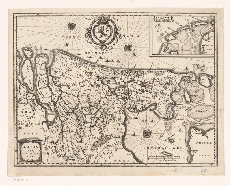 Kaart van het graafschap Holland Wall Art by Caspar Merian - High-Resolution Digital Print
