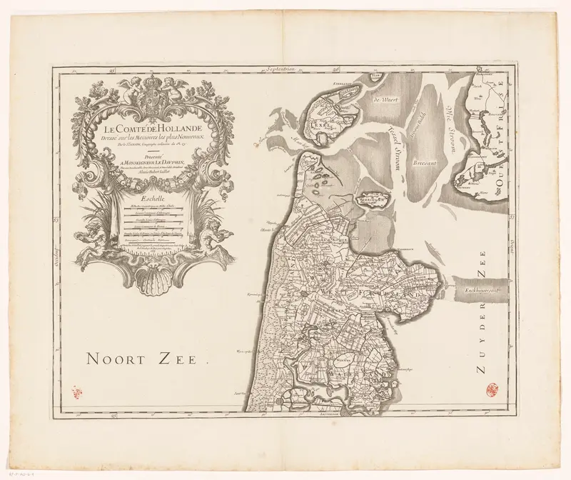 Kaart van het graafschap Holland (bovenste deel) Wall Art by Louis Cordier - High-Resolution Digital Print