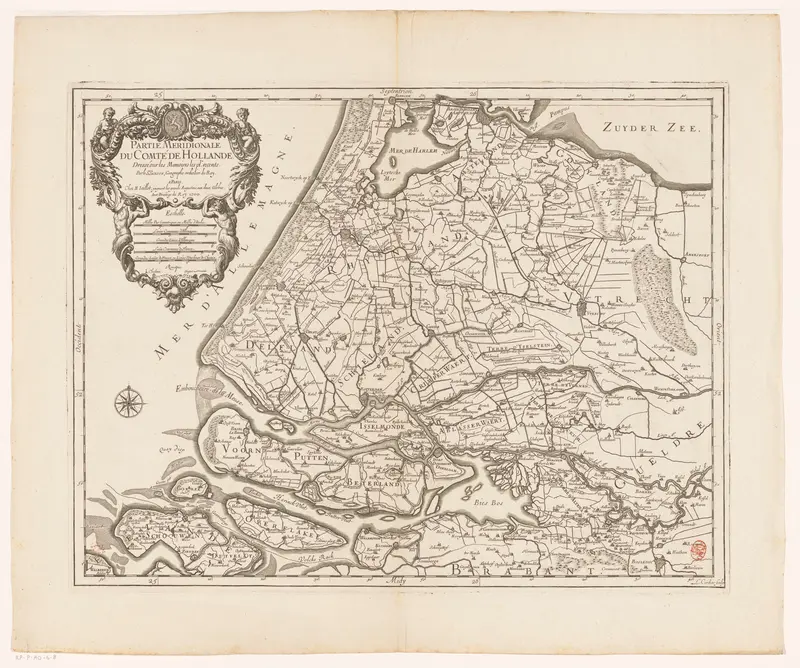 Kaart van het graafschap Holland (onderste deel) Wall Art by Unknown - High-Resolution Digital Print