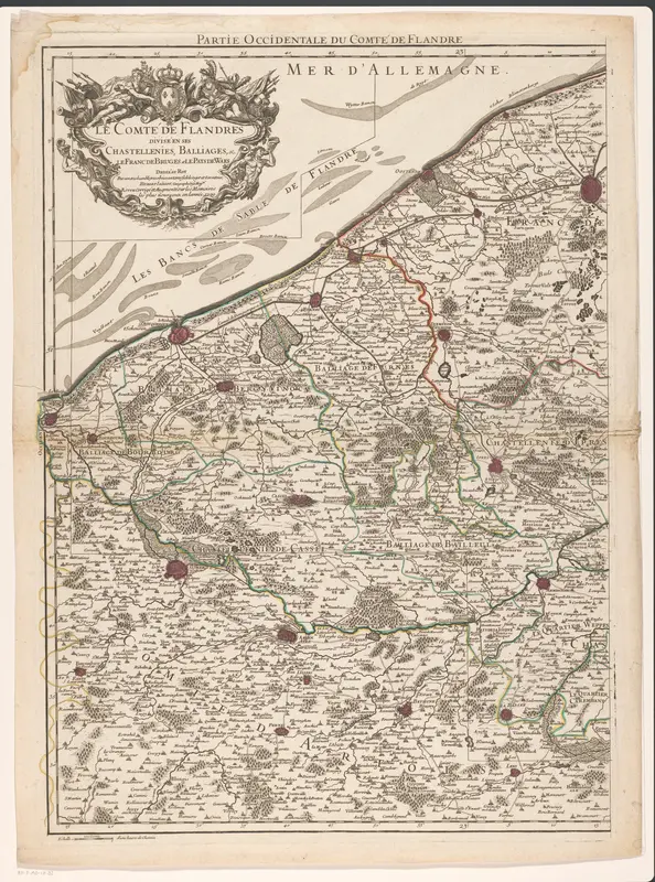 Kaart van het graafschap Vlaanderen (linkerdeel) Wall Art by anonymous - High-Resolution Digital Print