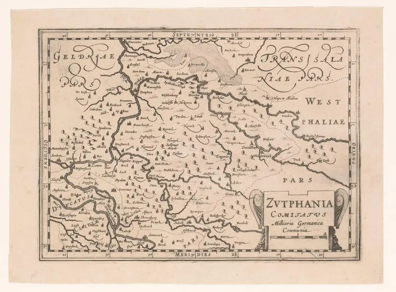 Kaart van het graafschap Zutphen Wall Art by Johannes Janssonius van Waesberge (I) - High-Resolution Digital Print