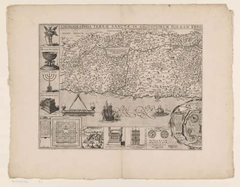Kaart van het Heilige Land, linkerdeel Wall Art by Unknown - High-Resolution Digital Print
