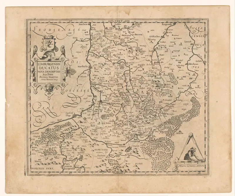 Kaart van het hertogdom Limburg Wall Art by Jodocus Hondius (I) - High-Resolution Digital Print