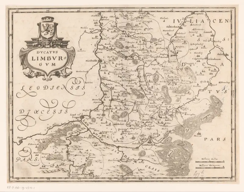 Kaart van het hertogdom Limburg Wall Art by Caspar Merian - High-Resolution Digital Print
