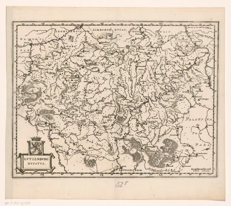 Kaart van het hertogdom Luxemburg Wall Art by Caspar Merian - High-Resolution Digital Print