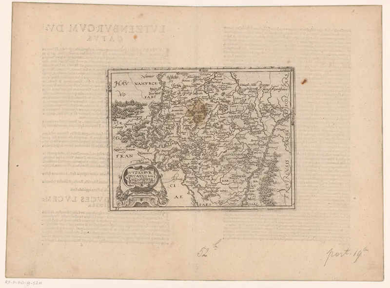 Kaart van het hertogdom Luxemburg Wall Art by Frans Hogenberg - High-Resolution Digital Print