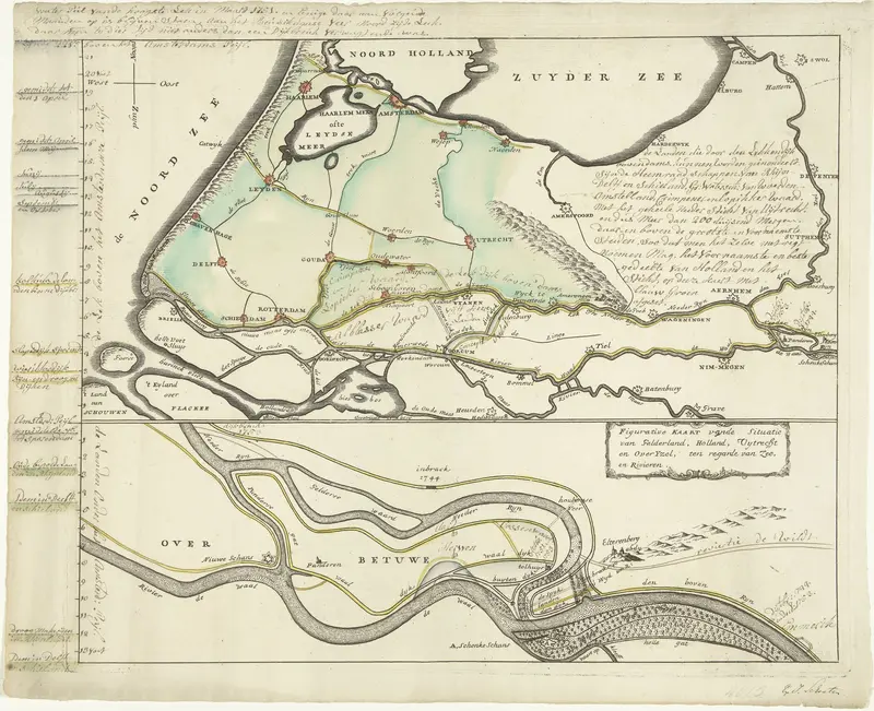 Kaart van het hoge water aan de Lekdijken, maart 1751 Wall Art by anonymous - High-Resolution Digital Print