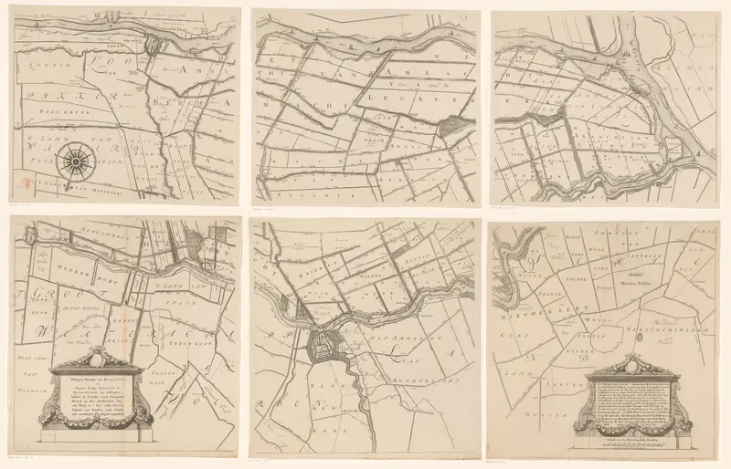 Kaart van het Hoogheemraadschap van de Krimpenerwaard, bestaande uit zes delen Wall Art by Cornelis Smitsmans (Pieterse) - High-Resolution Digital Print