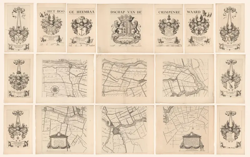 Kaart van het Hoogheemraadschap van de Krimpenerwaard, bestaande uit zeventien delen Wall Art by A. Endenburg - High-Resolution Digital Print