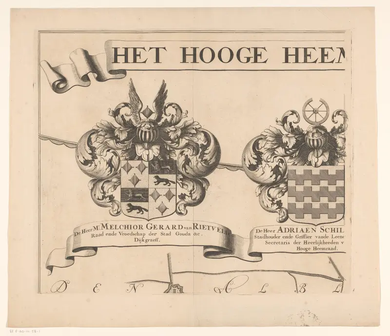 Kaart van het Hoogheemraadschap van de Krimpenerwaard (deel wapenrand) Wall Art by Johannes Leupenius - High-Resolution Digital Print