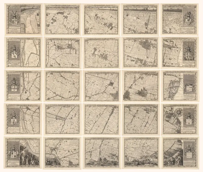 Kaart van het Hoogheemraadschap van Delfland, bestaande uit vijfentwintig delen Wall Art by Unknown - High-Resolution Digital Print