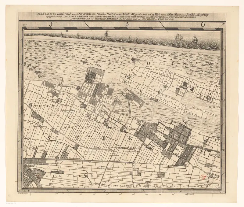 Kaart van het Hoogheemraadschap van Delfland (derde deel) Wall Art by Jacobus Deur - High-Resolution Digital Print