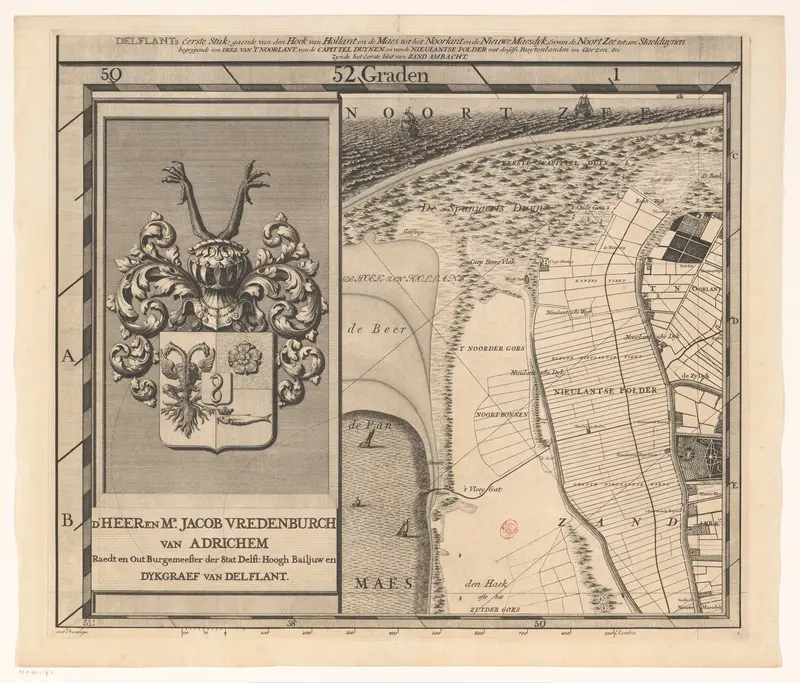 Kaart van het Hoogheemraadschap van Delfland (eerste deel) Wall Art by Jacobus Deur - High-Resolution Digital Print
