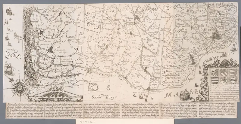 Kaart van het Hoogheemraadschap van Delfland, met 's-Gravenzande, Schipluiden en Schiedam, onderste deel Wall Art by Unknown - High-Resolution Digital Print