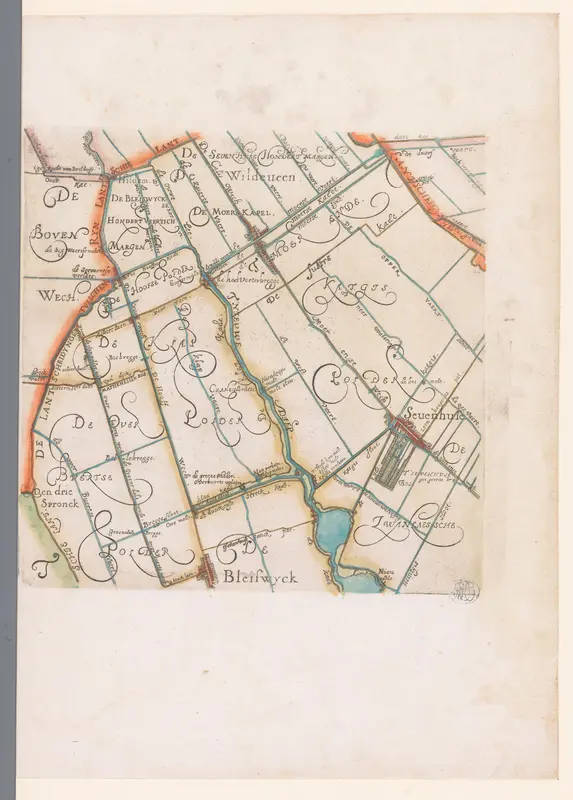 Kaart van het Hoogheemraadschap van Delfland, met Zevenhuizen en Bleiswijk, deel rechtsboven Wall Art by Floris Balthasarsz. van Berckenrode - High-Resolution Digital Print