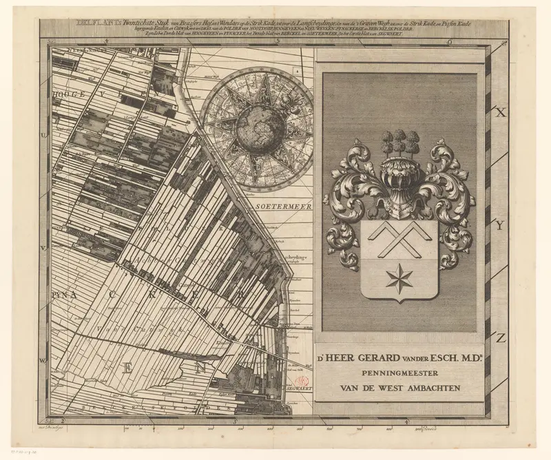 Kaart van het Hoogheemraadschap van Delfland (twintigste deel) Wall Art by Jacobus Deur - High-Resolution Digital Print